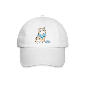 Süße Katze mit Napf - Baseballkappe - Weiß/Weiß - Vorne