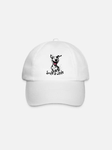 Smiling Dog – Gute-Laune-Motiv für Hundefans - Baseballkappe - Weiß/Weiß