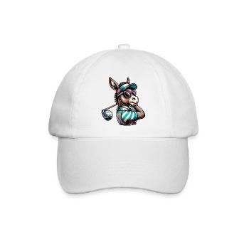 Esel Golfspieler Illustration Mit Stil - Baseballkappe - Weiß/Weiß - Vorne