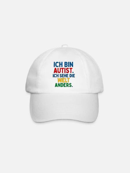 Ich bin Autist Ich sehe die Welt anders Spruch - Baseballkappe - Weiß/Weiß