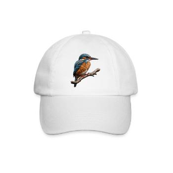 Lebendiger Eisvogel Natur Illustration - Baseballkappe - Weiß/Weiß - Vorne