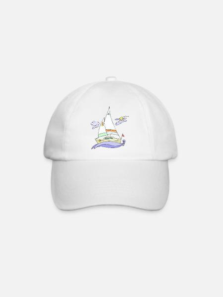 Segelboot - Baseballkappe - Weiß/Weiß
