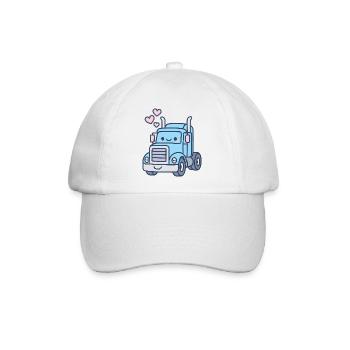 Kawaii Truck Shirt mit Herz Auspuff Liebe LKW - Baseballkappe - Weiß/Weiß - Vorne
