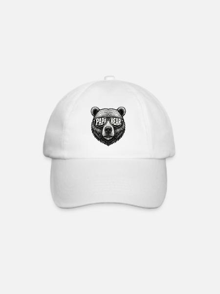 Geschenkidee Papa Bear Retro Look mit Sonnenbrille - Baseballkappe - Weiß/Weiß