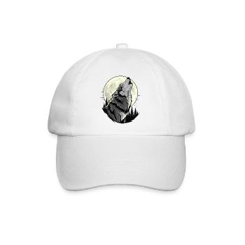 Mondlicht-Wolf im nächtlichen Wald - Baseballkappe - Weiß/Weiß - Vorne