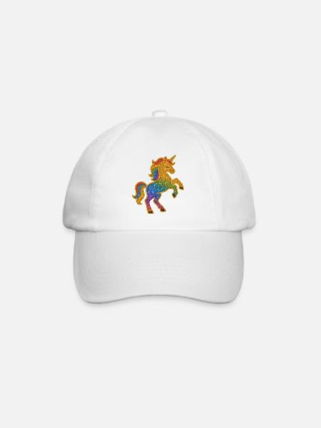 Glitterndes Regenbogen-Einhorn - Baseballkappe - Weiß/Weiß