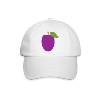 Lebendige Pflaumenfrucht Illustration - Baseballkappe - Weiß/Weiß - Vorne