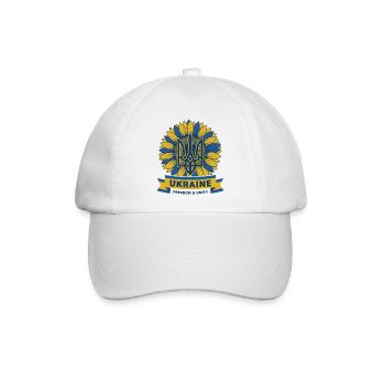 Ukrainisches Sonnenblumen-Emblem - Baseballkappe - Weiß/Weiß - Vorne