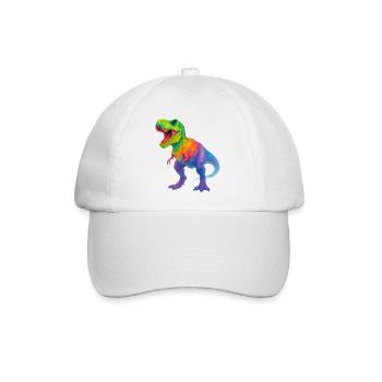Bunter Dinosaurier mit Farbverlauf - Baseballkappe - Weiß/Weiß - Vorne