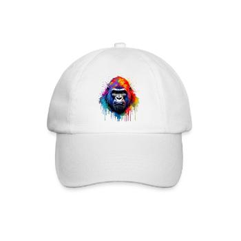 Regenbogen-Gorilla Kunst-Splash - Baseballkappe - Weiß/Weiß - Vorne
