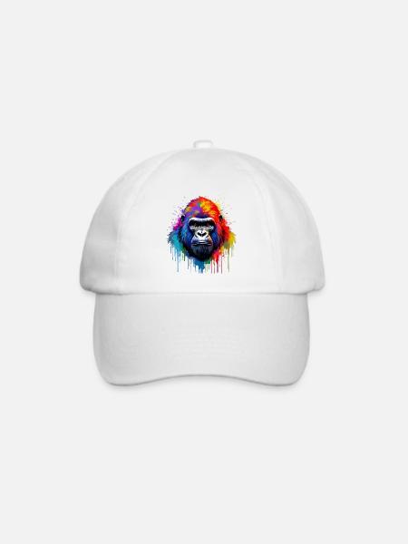 Regenbogen-Gorilla Kunst-Splash - Baseballkappe - Weiß/Weiß