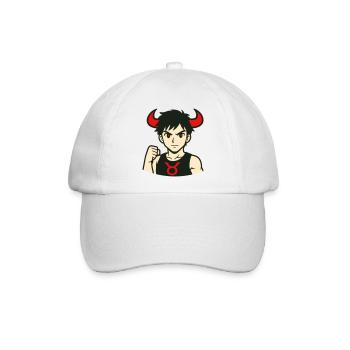 Dämon Taurus Anime Stil - Baseballkappe - Weiß/Weiß - Vorne