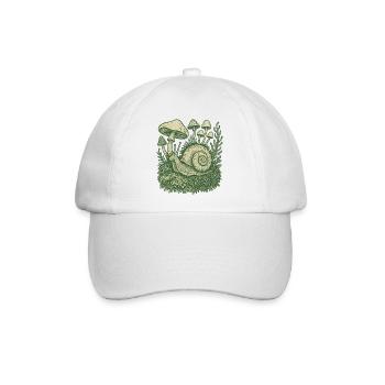 Pilz Schnecke Wald Vintage - Baseballkappe - Weiß/Weiß - Vorne