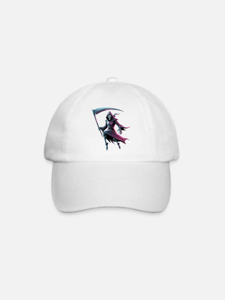 Death Reaper - Cooles Low-Poly-Logo - Baseballkappe - Weiß/Weiß
