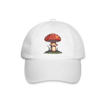 Pixel Pilz Neon Retro - Baseballkappe - Weiß/Weiß - Vorne