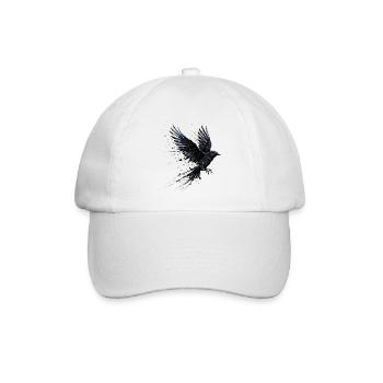 Krähe Rabe Farbspritzer – Modern Aquarell - Baseballkappe - Weiß/Weiß - Vorne