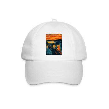 Halloween Katze – Kunstmotiv im Van Gogh Stil - Baseballkappe - Weiß/Weiß - Vorne