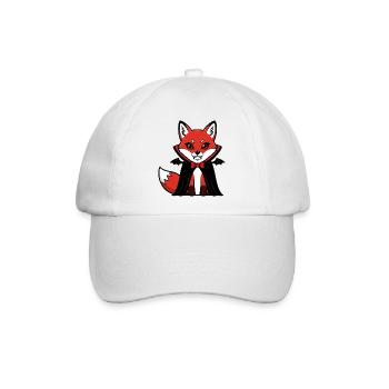 Süßer Halloween Fuchs Vampir Cartoon Chibi Design - Baseballkappe - Weiß/Weiß - Vorne