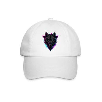 Neonwolf im Violett Pink Dreieck - Baseballkappe - Weiß/Weiß - Vorne