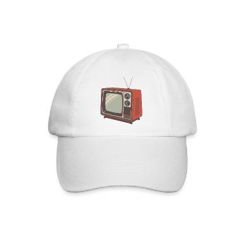 Vintage-Orange-Retro-Fernseher - Baseballkappe - Weiß/Weiß - Vorne