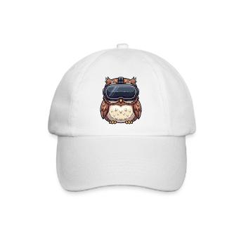Süße Eule Waldkauz Gamer Zocker Cartoon Virtual Re - Baseballkappe - Weiß/Weiß - Vorne