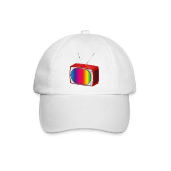 Retro TV mit buntem Bildschirm im Nostalgie Look - Baseballkappe - Weiß/Weiß - Vorne