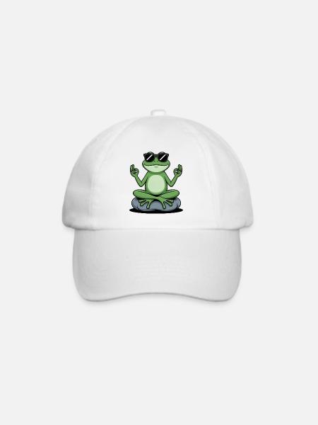 Zen Frosch mit Sonnenbrille - Baseballkappe - Weiß/Weiß