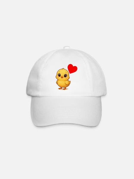 Stickiges Kükenherz - Baseballkappe - Weiß/Weiß