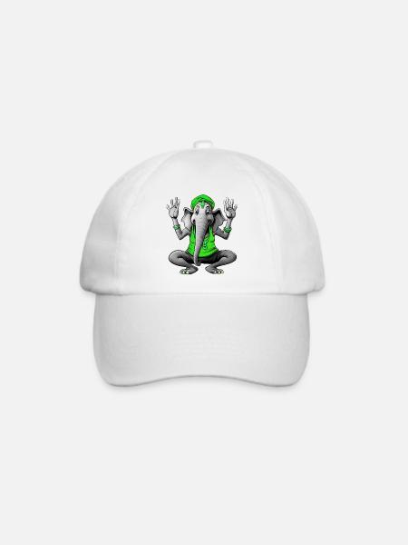 Elefant Yoga - Baseballkappe - Weiß/Weiß