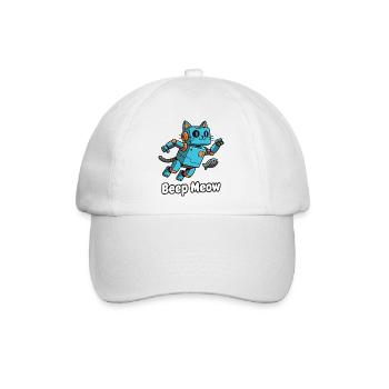 Blauer Roboterkater Beep Meow - Baseballkappe - Weiß/Weiß - Vorne