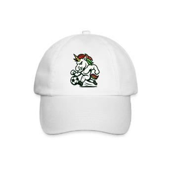 Unicorn Soccer Maskottchen stürmt nach vorne - Baseballkappe - Weiß/Weiß - Vorne