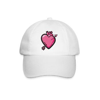 Herzpfeil Comic Pink - Baseballkappe - Weiß/Weiß - Vorne
