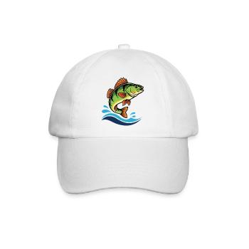 Bunter Flussbarsch Barsch Angeln - Baseballkappe - Weiß/Weiß - Vorne