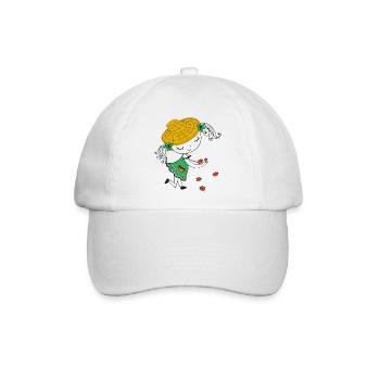 Mädchen mit Strohhut und Marienkäfer - Baseballkappe - Weiß/Weiß - Vorne