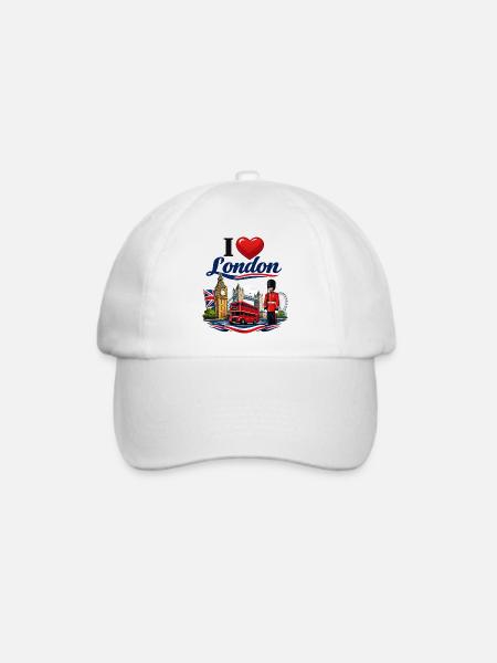 I Love London – Ikonische britische Ikonen - Baseballkappe - Weiß/Weiß