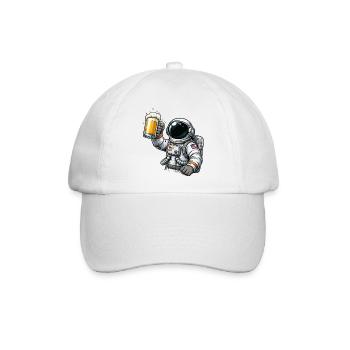 Astronaut mit Bierglas - Baseballkappe - Weiß/Weiß - Vorne