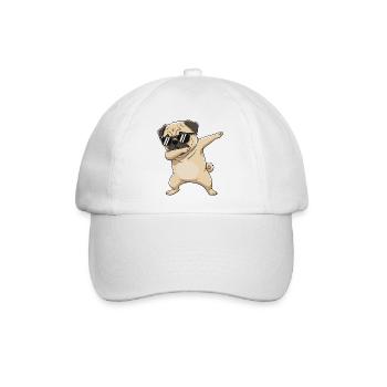 Cool Dabbing Mops Sonnenbrille Cartoon-Kunst - Baseballkappe - Weiß/Weiß - Vorne