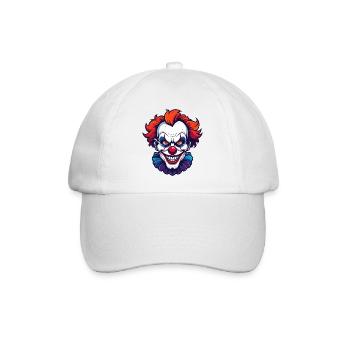 Gruselclown Horror Clown Kopf Porträt Motiv - Baseballkappe - Weiß/Weiß - Vorne