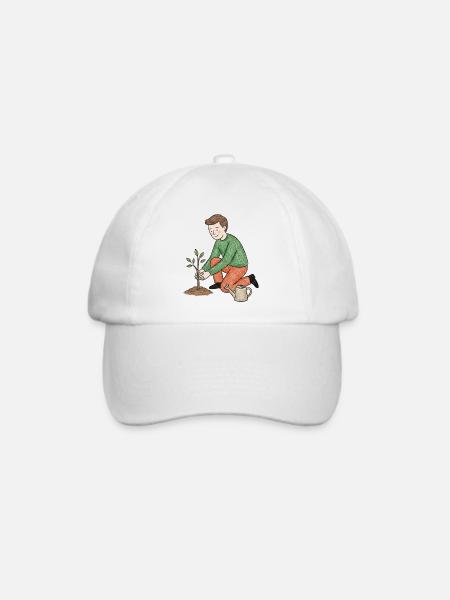 Junger Gärtner pflanzt einen Trieb - Baseballkappe - Weiß/Weiß