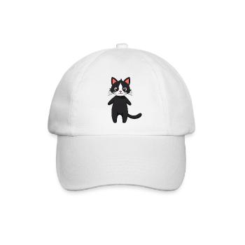 Schwarze Katze - Baseballkappe - Weiß/Weiß - Vorne