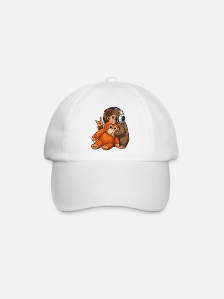 Monkey Punch Affe Musik hören - Baseballkappe - Weiß/Weiß