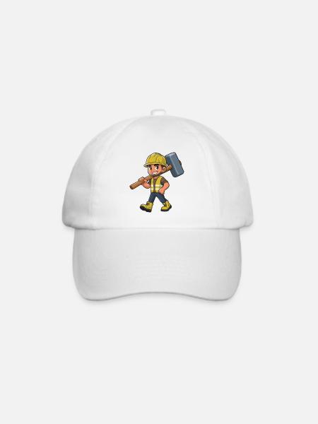 Bauarbeiter Helden mit Hammer - Baseballkappe - Weiß/Weiß