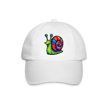Regenbogen-Mehrfarbige Psychedelische Schnecke - Baseballkappe - Weiß/Weiß - Vorne