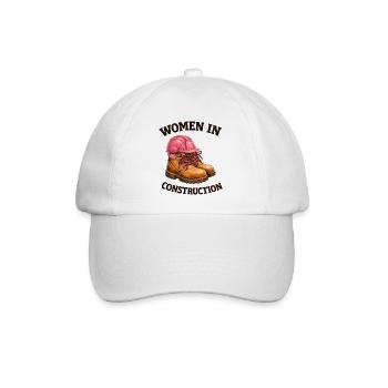 Frauen im Bau Arbeitsstiefel und Bauhelm - Baseballkappe - Weiß/Weiß - Vorne