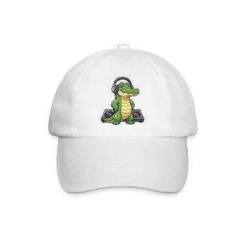 Kroko DJ mit Kopfhörern - Baseballkappe - Weiß/Weiß - Vorne