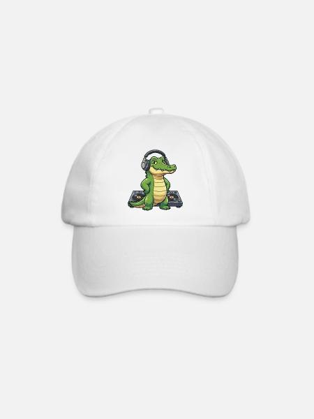 Kroko DJ mit Kopfhörern - Baseballkappe - Weiß/Weiß