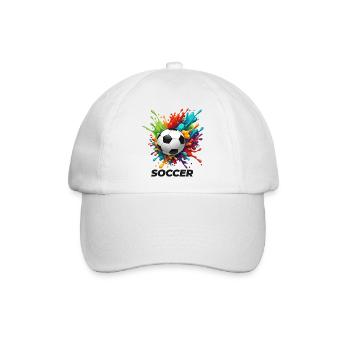 Lebendiges Splash-Fußball-Motiv - Baseballkappe - Weiß/Weiß - Vorne