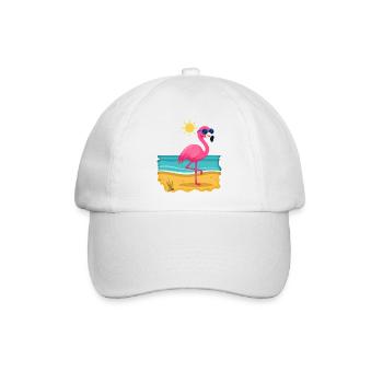 Flamingo beim Sonnenbad Nr.1 - Baseballkappe - Weiß/Weiß - Vorne
