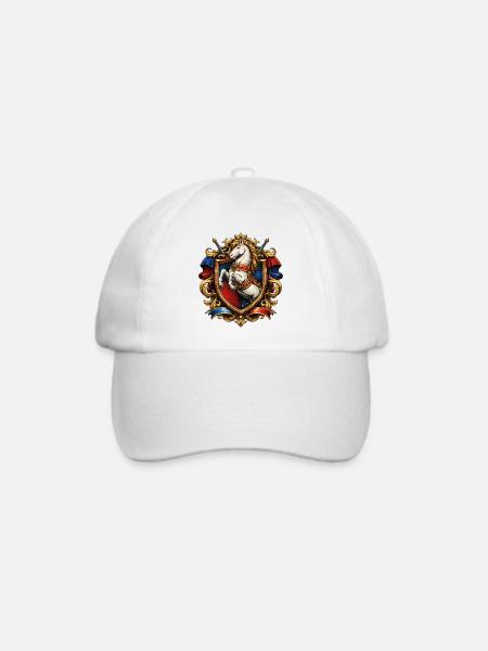 Pferd Wappen im Goldrahmen - Baseballkappe - Weiß/Weiß