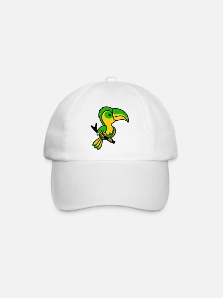 Neon-Tukan in Grün-Gelb - Baseballkappe - Weiß/Weiß